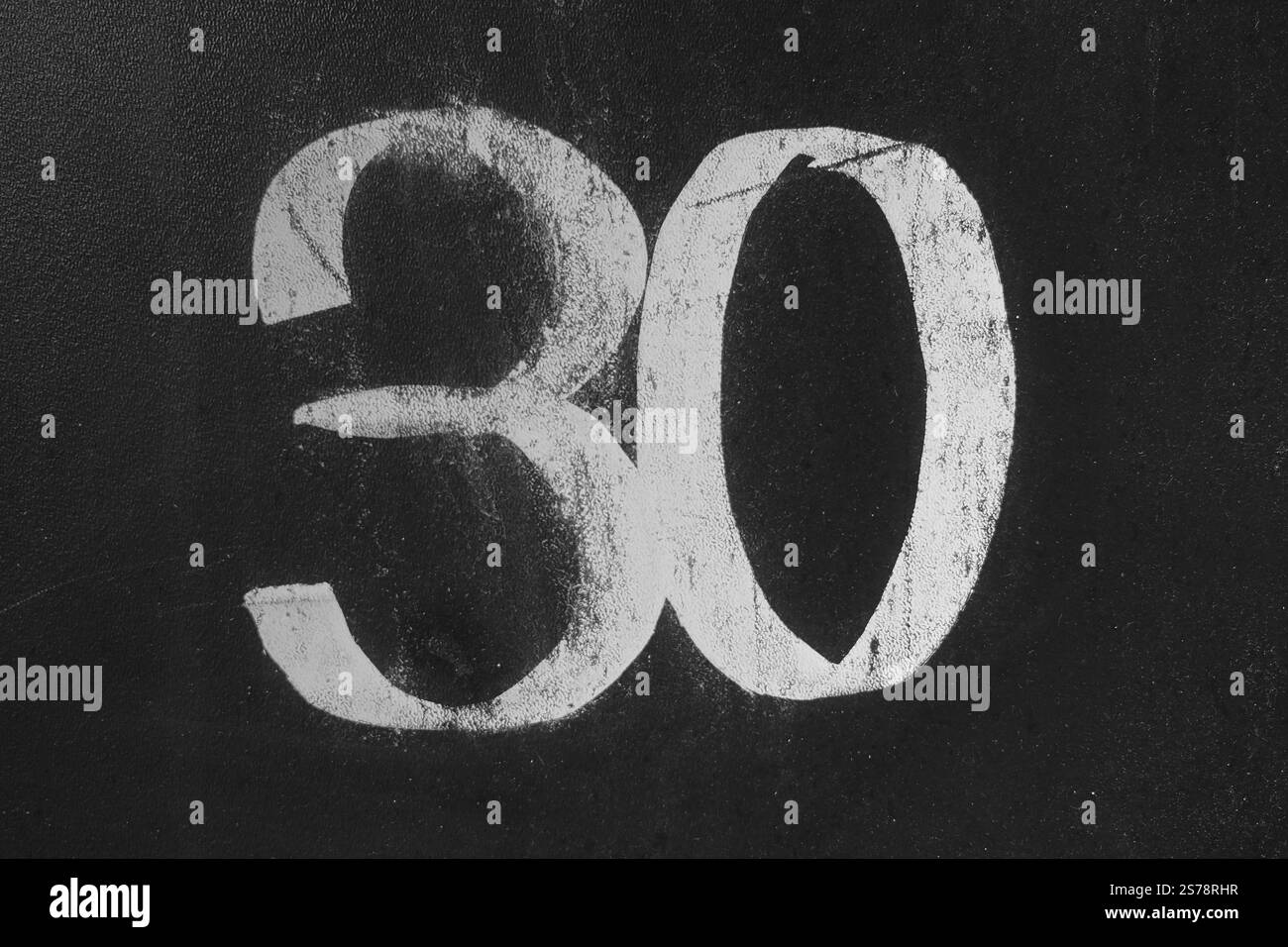 Vintage number 30, digit, anniversario, compleanno, bianco e nero, Renania settentrionale-Vestfalia, Germania, Europa Foto Stock