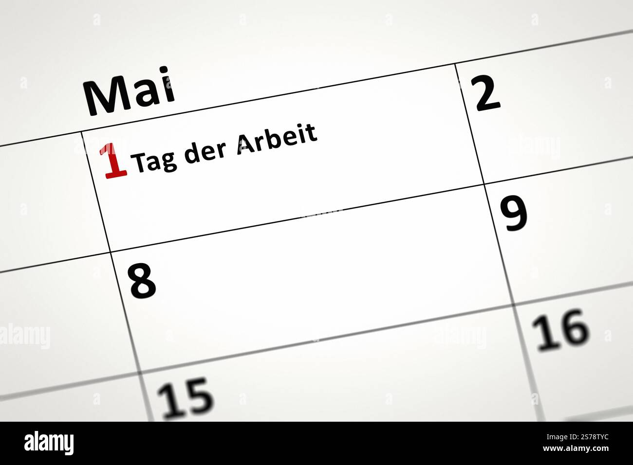 L' immagine di un dettaglio del calendario mostra il primo giorno di lavoro in lingua tedesca Foto Stock
