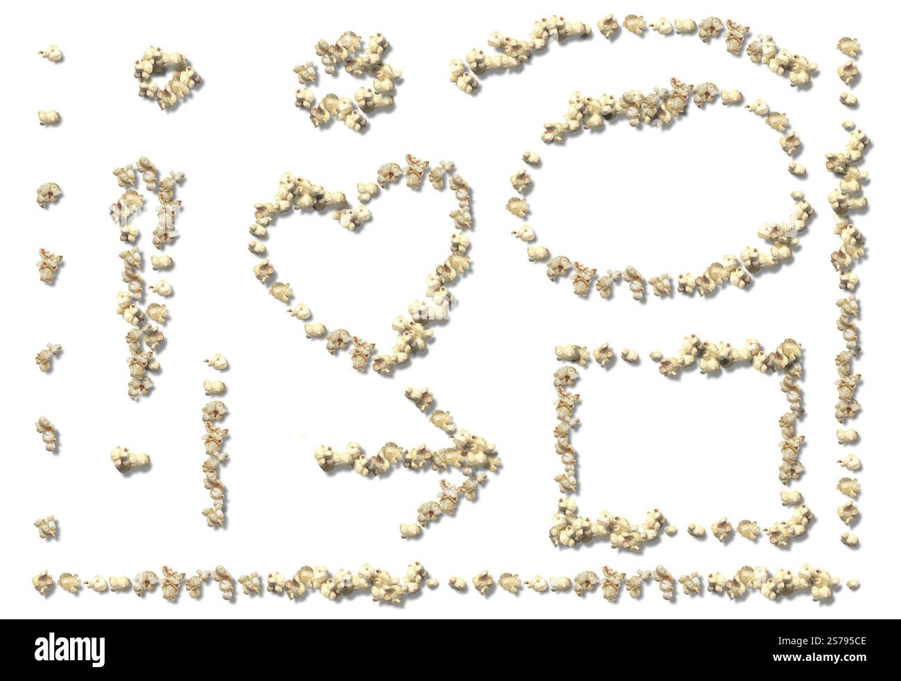 Una illustrazione di popcorn telaio su sfondo bianco Foto Stock