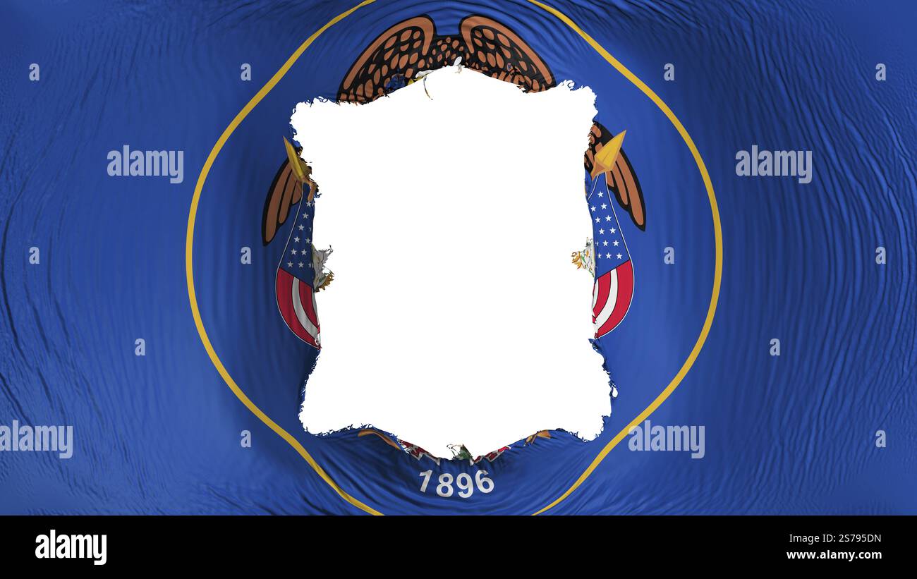 Foro quadrato nella bandiera dello stato dello Utah, sfondo bianco, rendering 3d. Foto Stock