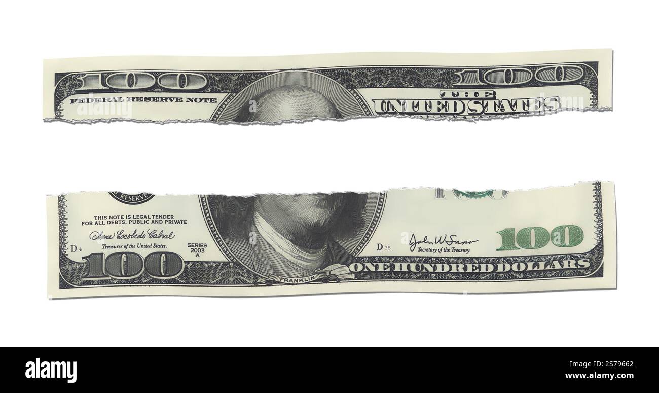 Una illustrazione di un 100 us dollar nota Foto Stock