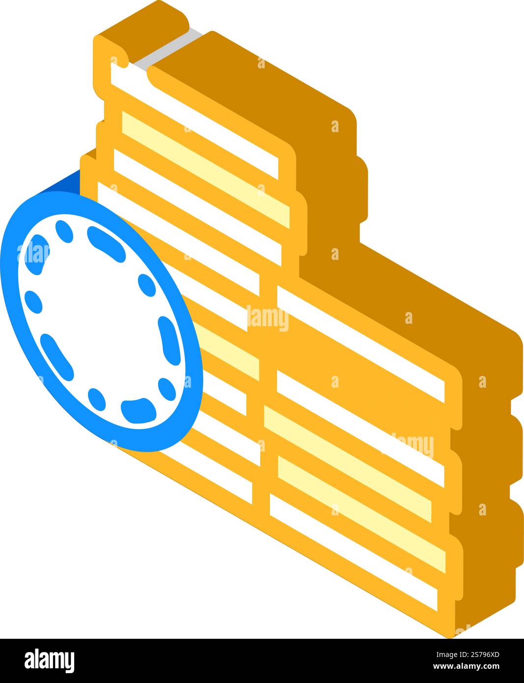 impilare il vettore di icone isometriche del denaro d'oro. accatastare il simbolo del denaro. illustrazione del simbolo isolato. immagine vettoriale dell'icona isometrica del denaro in oro Illustrazione Vettoriale