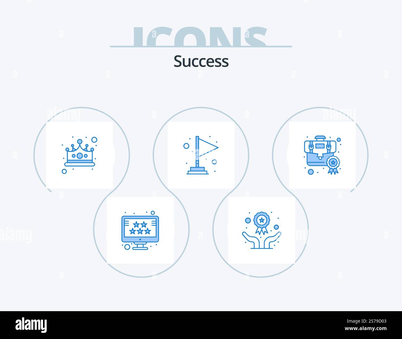Confezione icone blu Suess 5 Icon Design. premio. fine. vincere. concorrenza. vincitore Illustrazione Vettoriale