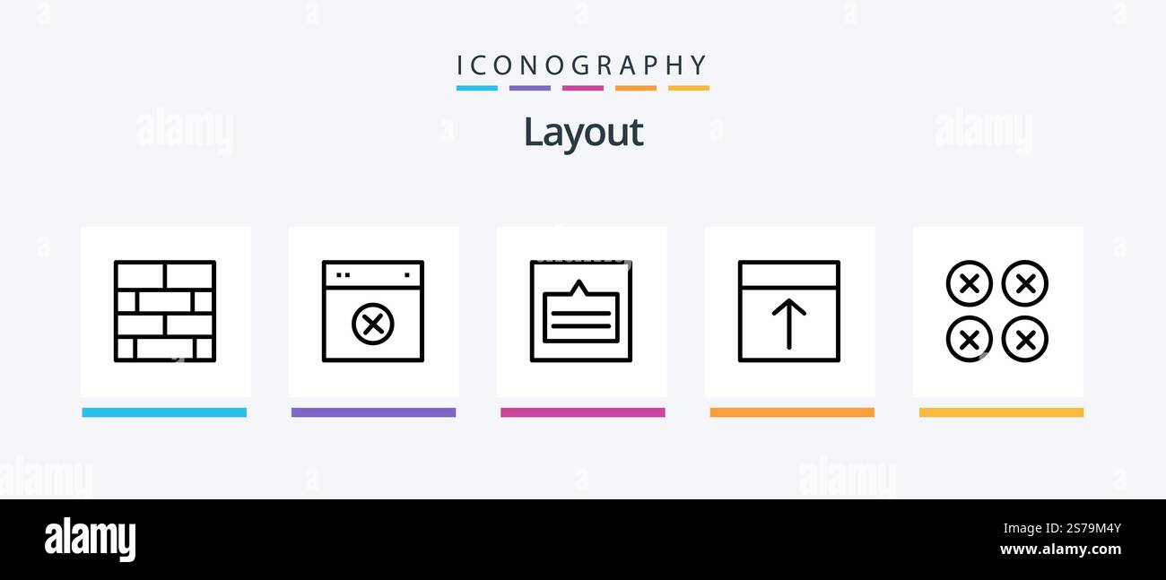 Pacchetto icone linea layout 5 incluso . attrezzo. sito web. layout. design. Icone creative Design Illustrazione Vettoriale