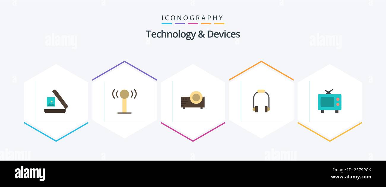 Dispositivi 25 pacchetto icona piatta che include . televisione. filmato. tv. telefono Illustrazione Vettoriale