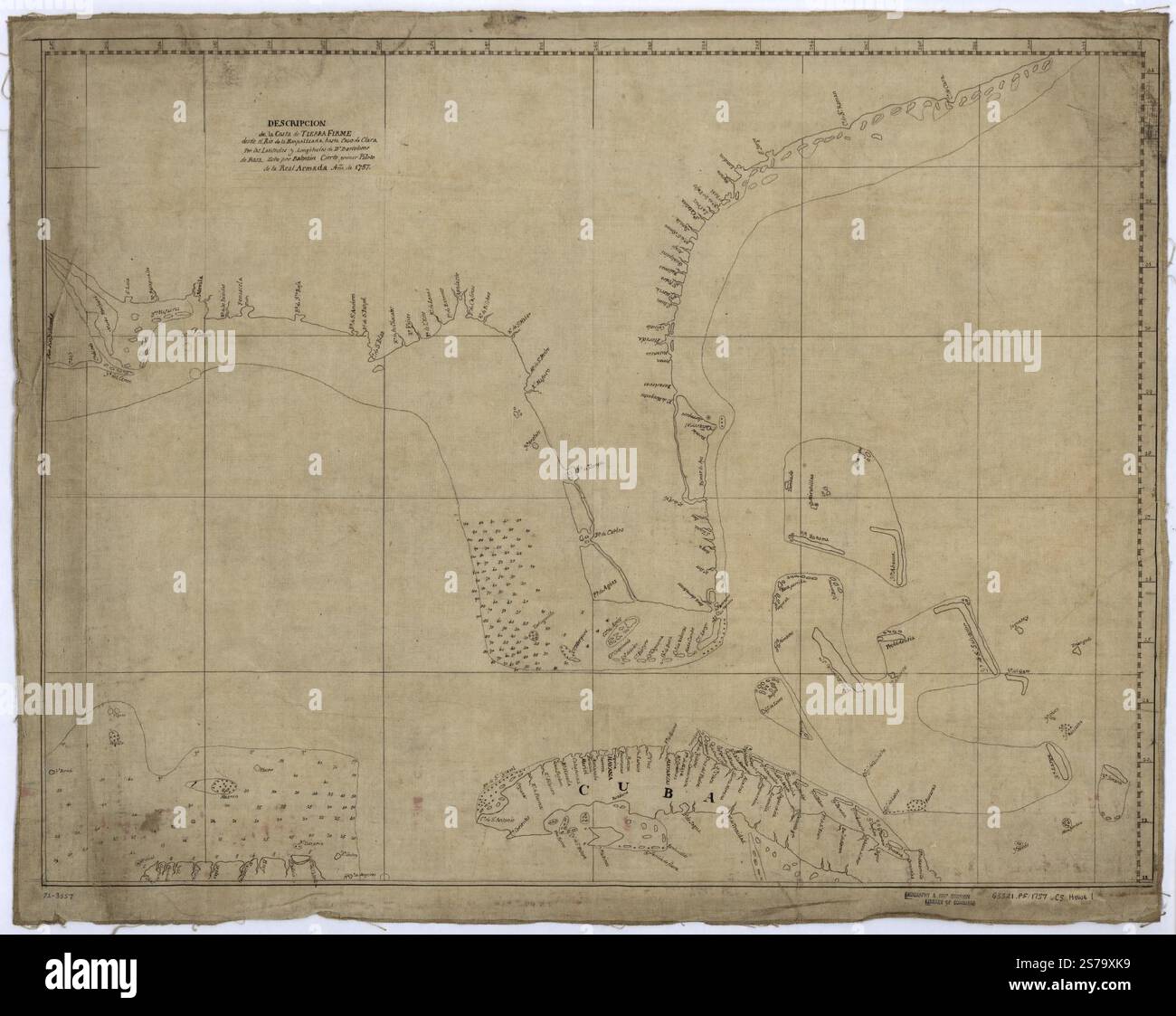 Descripcion de la costa de Tierra Firme desde el Rio de la Empalizada hasta cavo de Clara. Por las latitudini y longitudes de DN. Bartolome de Rosa. 1757 di Cierto Balentin. Foto Stock