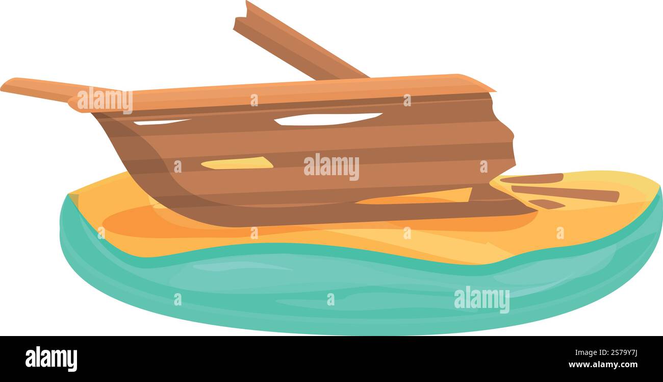 Vettore cartoni animati icona relitto Corvette. Vecchia nave. Deserto marino oceanico. Vettore cartoni animati icona relitto Corvette. Vecchia nave Illustrazione Vettoriale