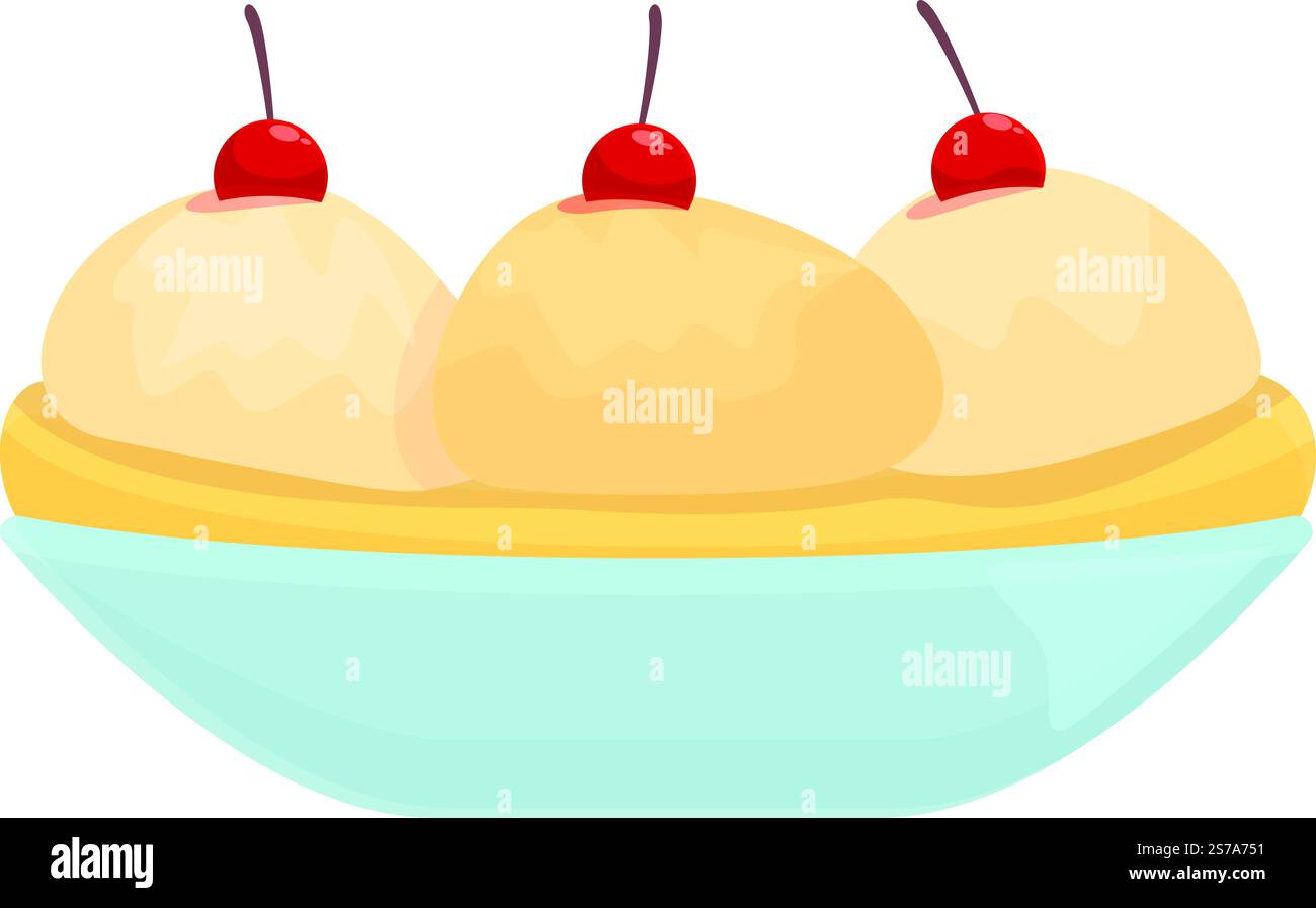 Icona della palla di ghiaccio alla vaniglia vettore dei cartoni animati. Cibo diviso. Dessert alla panna. Icona della palla di ghiaccio alla vaniglia vettore dei cartoni animati. Cibo diviso Illustrazione Vettoriale