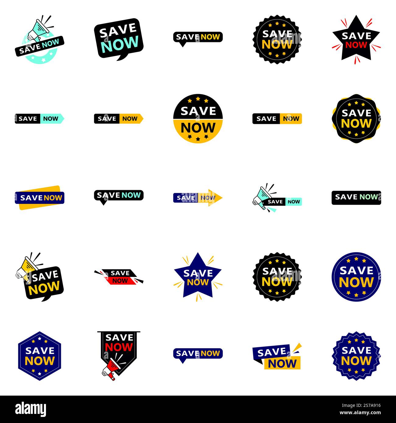 Save Now 25 elementi tipografici moderni per promuovere il risparmio in modo attuale Illustrazione Vettoriale