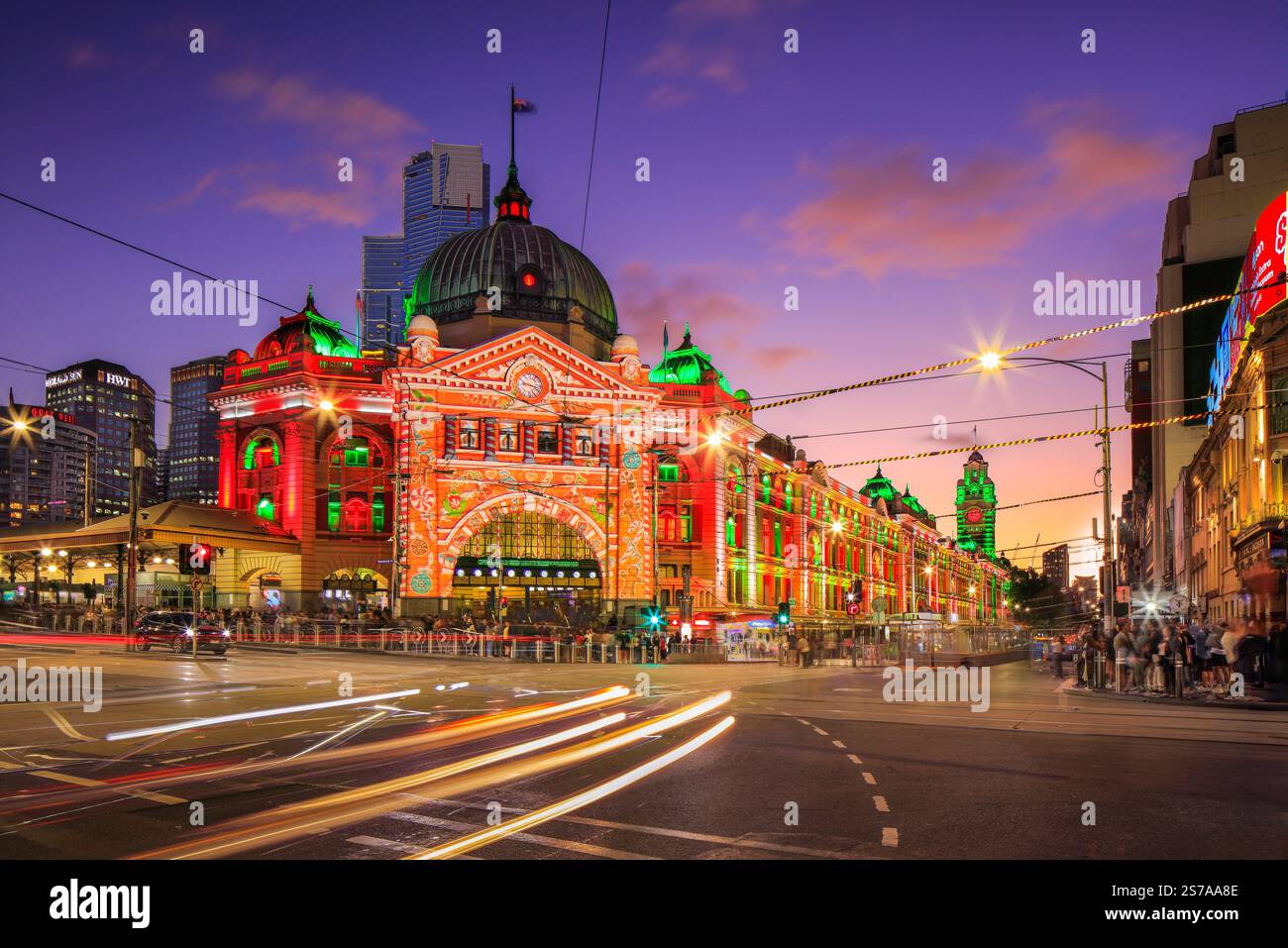 Luci di Natale a Melbourne, Australia. Foto Stock