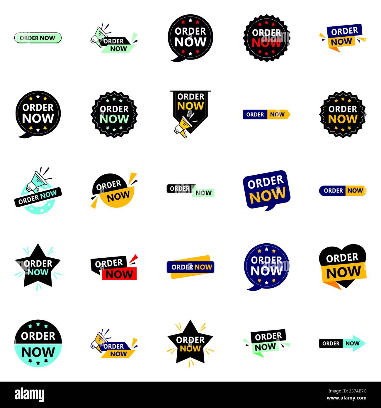 Promuovi i tuoi prodotti o servizi con stile con i nostri banner Pack of 25 Order Now Illustrazione Vettoriale