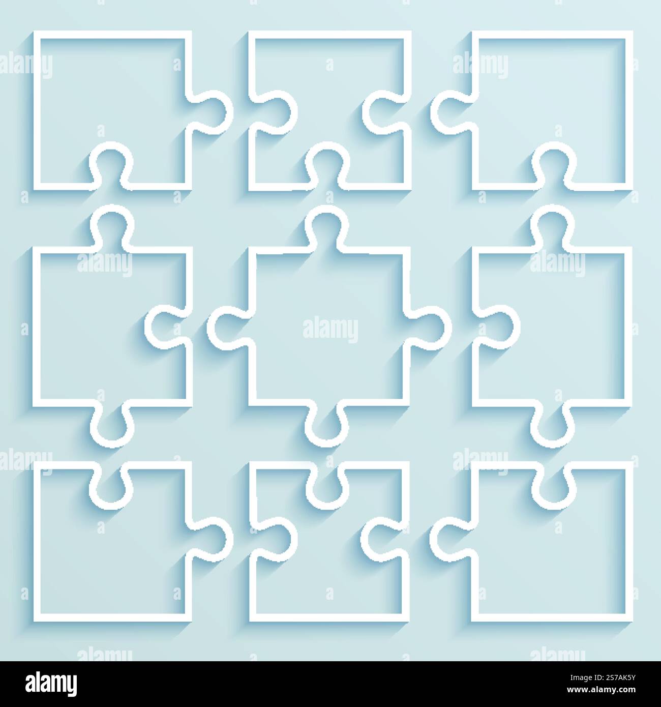 Set di pezzi di carta puzzle . Concetto aziendale, modello, layout, infografiche. Illustrazione Vettoriale