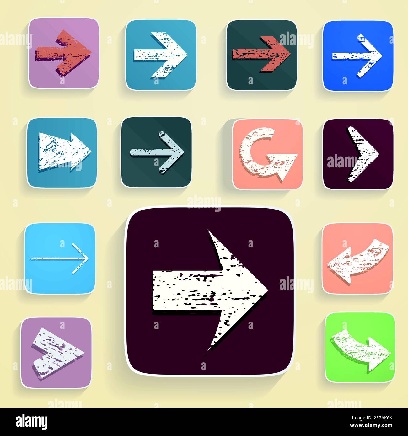 Set di frecce in stile vintage. Vecchie frecce con rigature Illustrazione Vettoriale