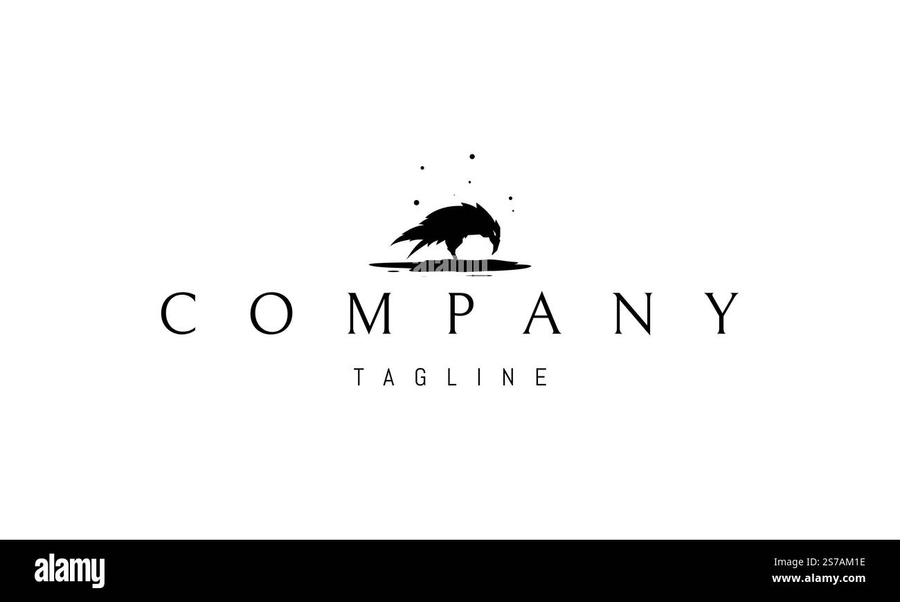 Logo vettoriale con un'immagine astratta di un corvo cupo. Illustrazione Vettoriale