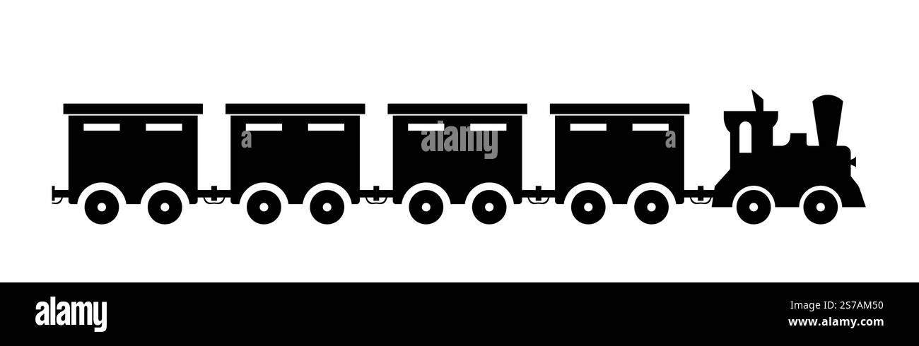Immagine del treno in bianco e nero nell'illustratore su sfondo bianco Illustrazione Vettoriale