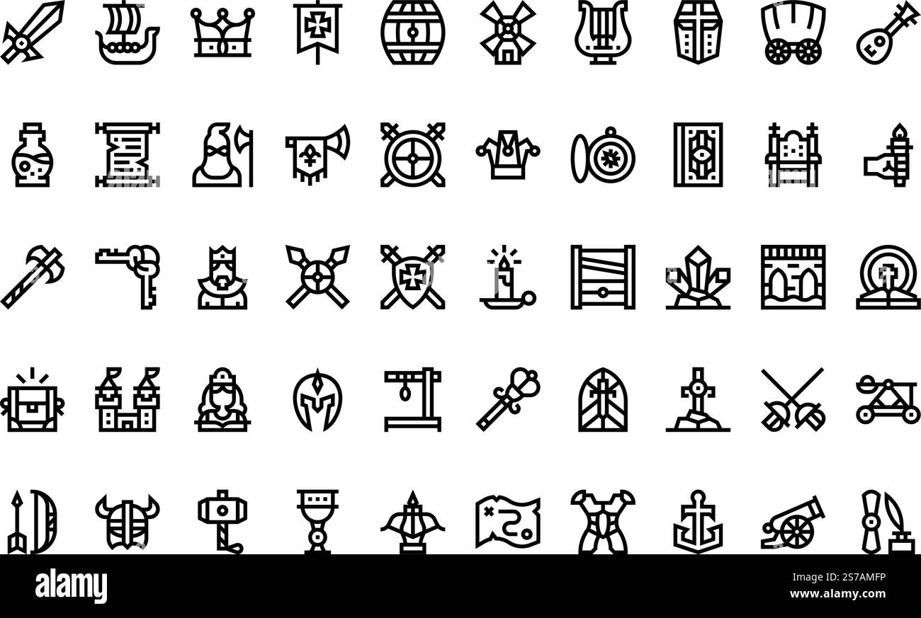 Raccolta di icone vettoriali di alta qualità con traccia modificabile. Ideale per progetti professionali e creativi. Illustrazione Vettoriale