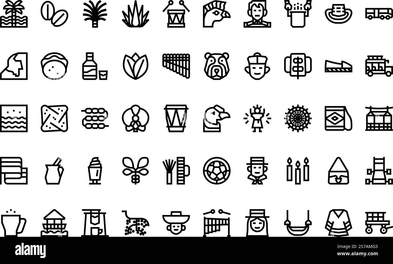 Raccolta di icone vettoriali di alta qualità con traccia modificabile. Ideale per progetti professionali e creativi. Illustrazione Vettoriale