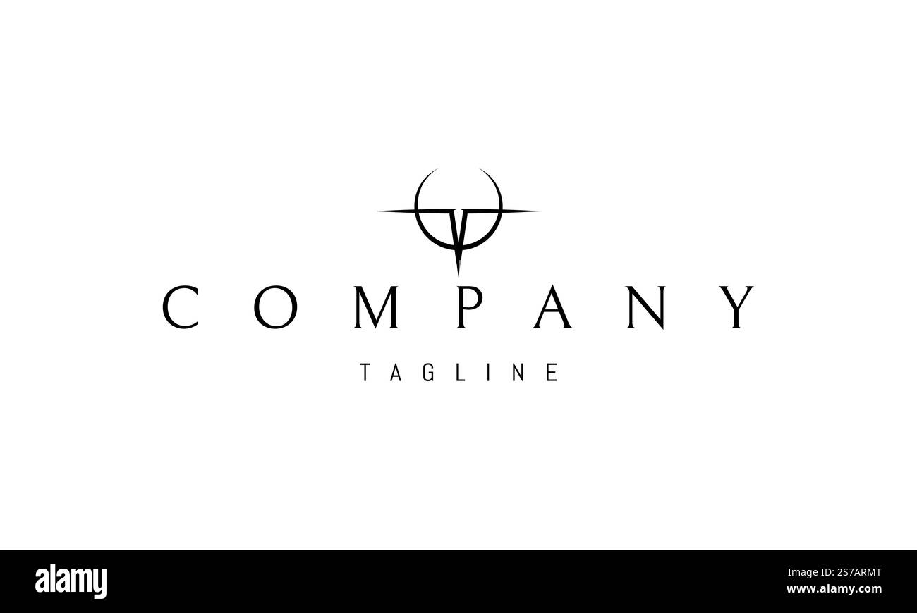 Logo vettoriale con un'immagine astratta delle ali dell'aeroplano a forma di lettera T.. Illustrazione Vettoriale