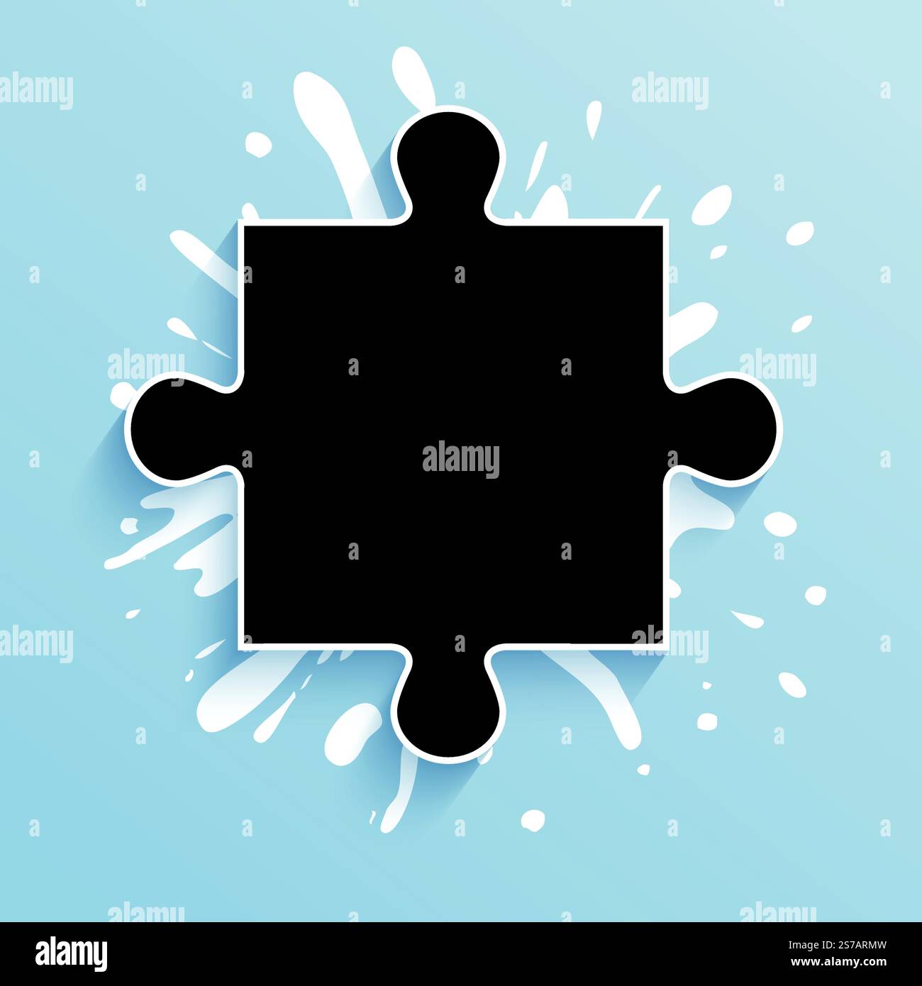 Parte del puzzle su sfondo blu con tratti di vernice. Concetto di business Illustrazione Vettoriale