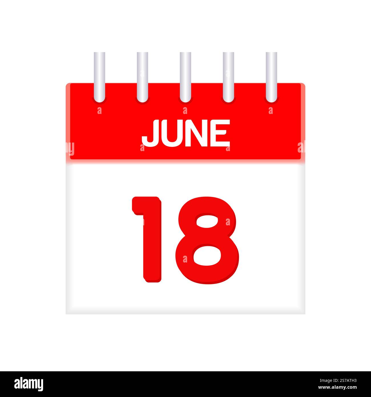 18 giugno - calendario e calendario. Promemoria icona Calendario giornaliero. Illustrazione vettoriale. Illustrazione Vettoriale