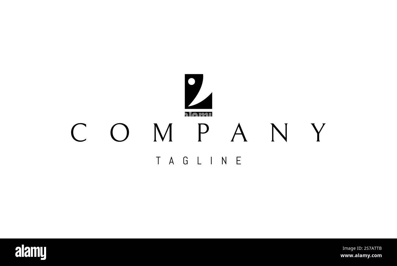 Logo vettoriale con un'immagine astratta di uno yacht in mare. Illustrazione Vettoriale