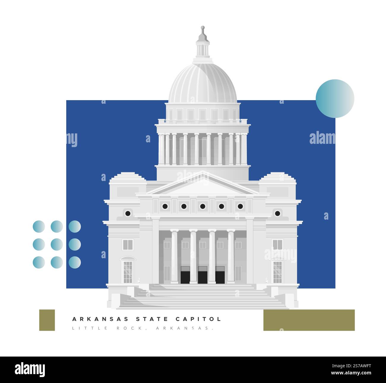 Arkansas State Capitol - Little Rock - Stock Illustration come file EPS 10 Illustrazione Vettoriale