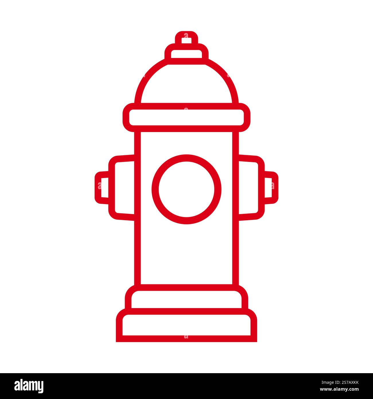 Idrante fuoco semplice icona a forma di linea rossa. Segnale di accesso all'acqua di emergenza per i vigili del fuoco. Illustrazione Vettoriale