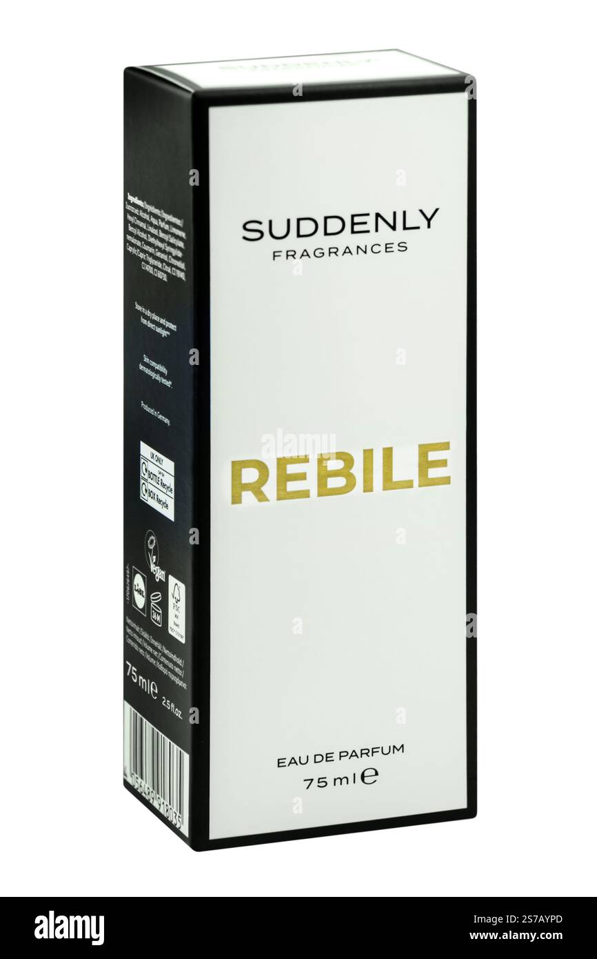 Amburgo, Germania - 20 novembre 2024: Improvvisamente Fragrances Eau de Parfum Rebile isolato su sfondo bianco Foto Stock