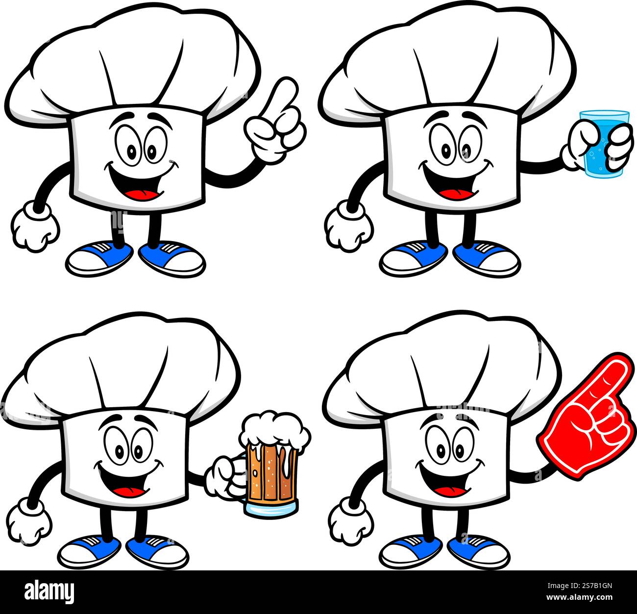 Set di caratteri Chef Hat, illustrazione vettoriale disegnata a mano, isolata su sfondo trasparente Illustrazione Vettoriale