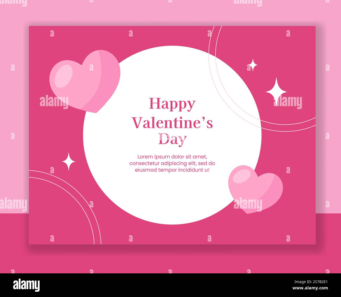 Modello romantico di San Valentino per le foto sui social media in Flat Cartoon Illustration Illustrazione Vettoriale