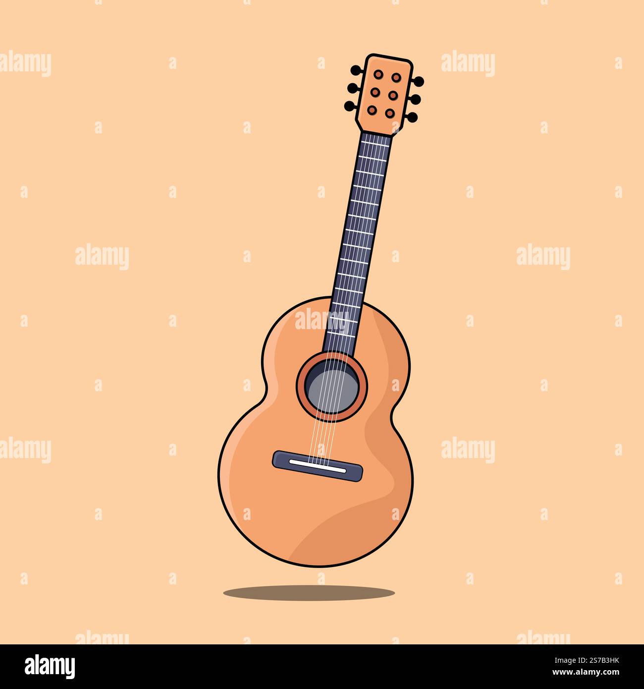 Illustrazione vettoriale dell'icona della chitarra acustica o dell'ukulele. Strumenti musicali a corda. Musica rock o jazz. Stile cartoni animati piatto. Illustrazione vettoriale Illustrazione Vettoriale