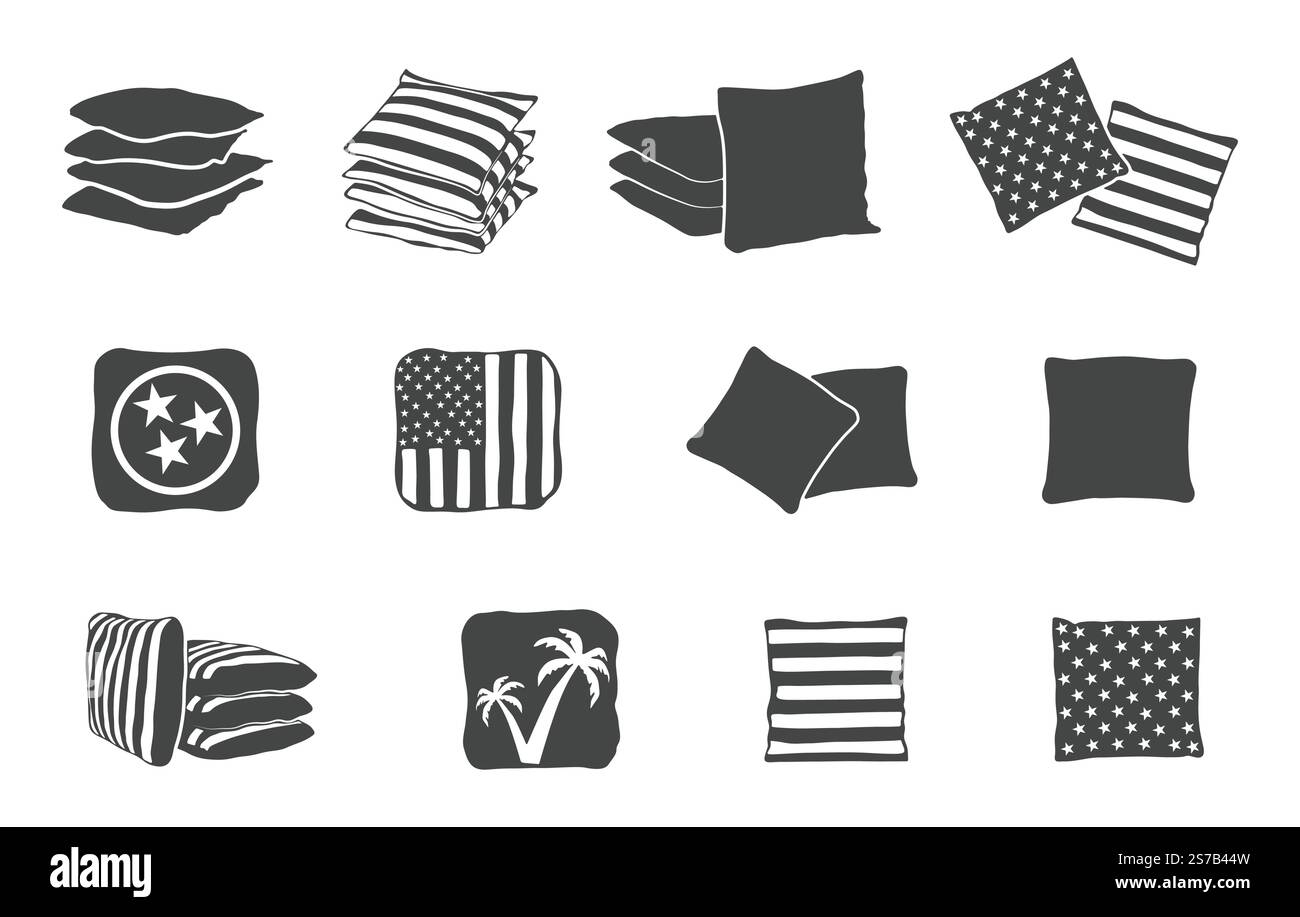 Silhouette borsa Cornhole, borsa Vectors Cornhole, silhouette Cornhole, silhouette Cornhole, silhouette Cornhole. Illustrazione Vettoriale