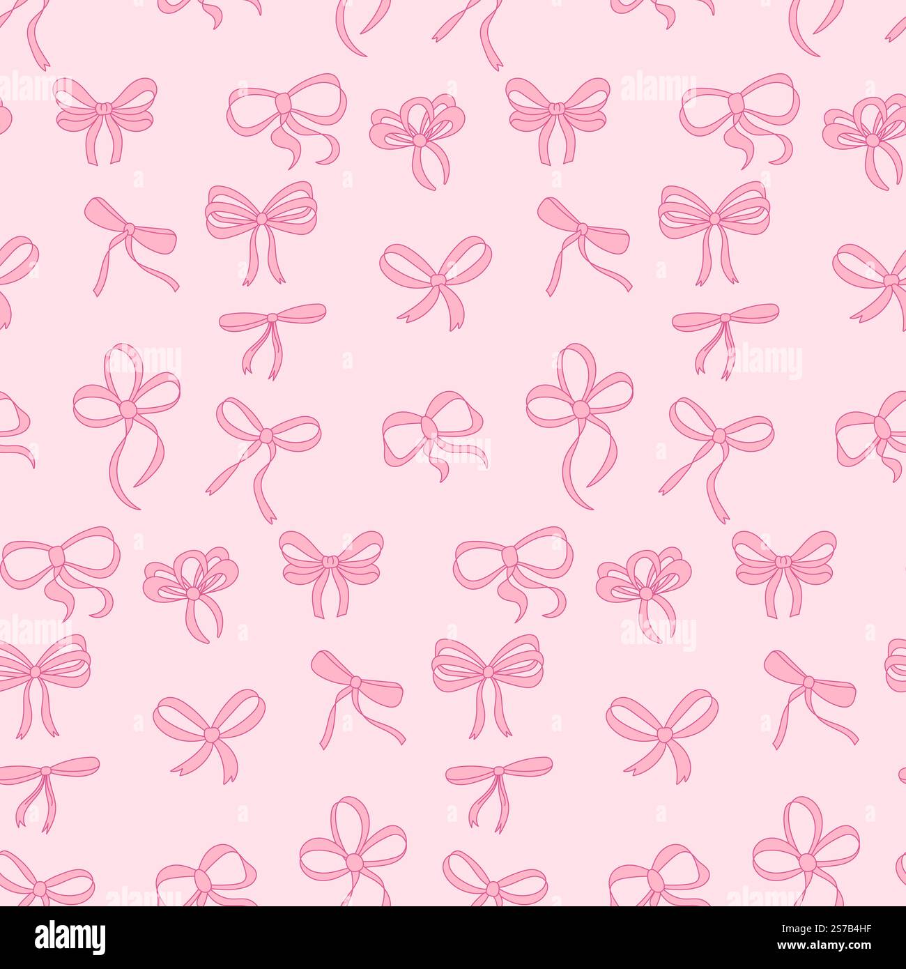 Modello di arco a nastro disegnato a mano senza cuciture. Arco decorativo, rosa Illustrazione Vettoriale