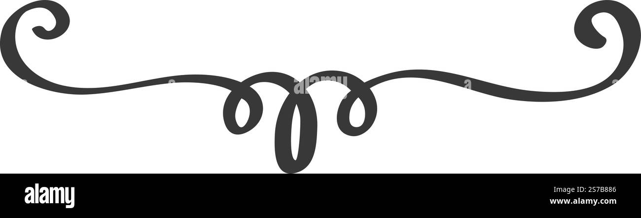 Disegnato a mano fiorono creando un bordo decorativo orizzontale, caratterizzato da eleganti vortici che forniscono una separazione visiva tra i tratti, migliorando la o Illustrazione Vettoriale