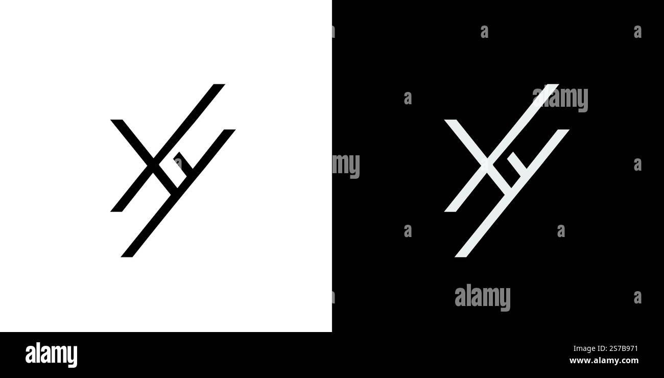 Moderno design minimalista con logo Abstract XY in bianco e nero Illustrazione Vettoriale