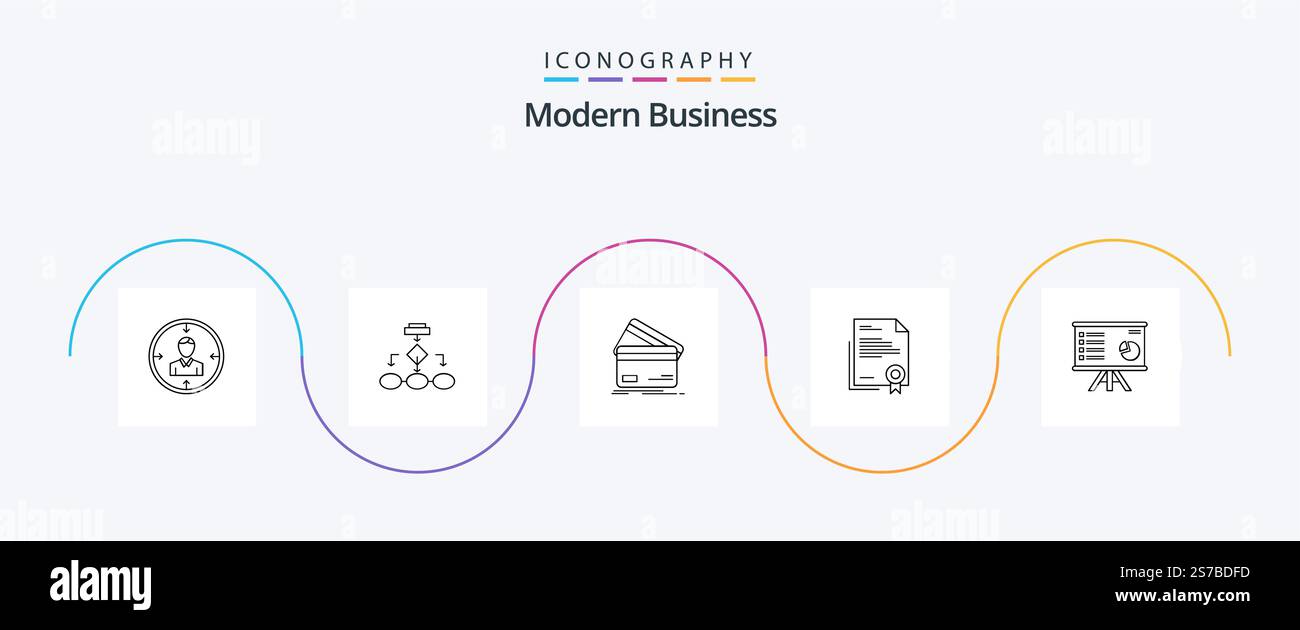 Pacchetto icone Modern Business Line 5 con carta di credito. business. algoritmo. carta di credito. struttura Illustrazione Vettoriale