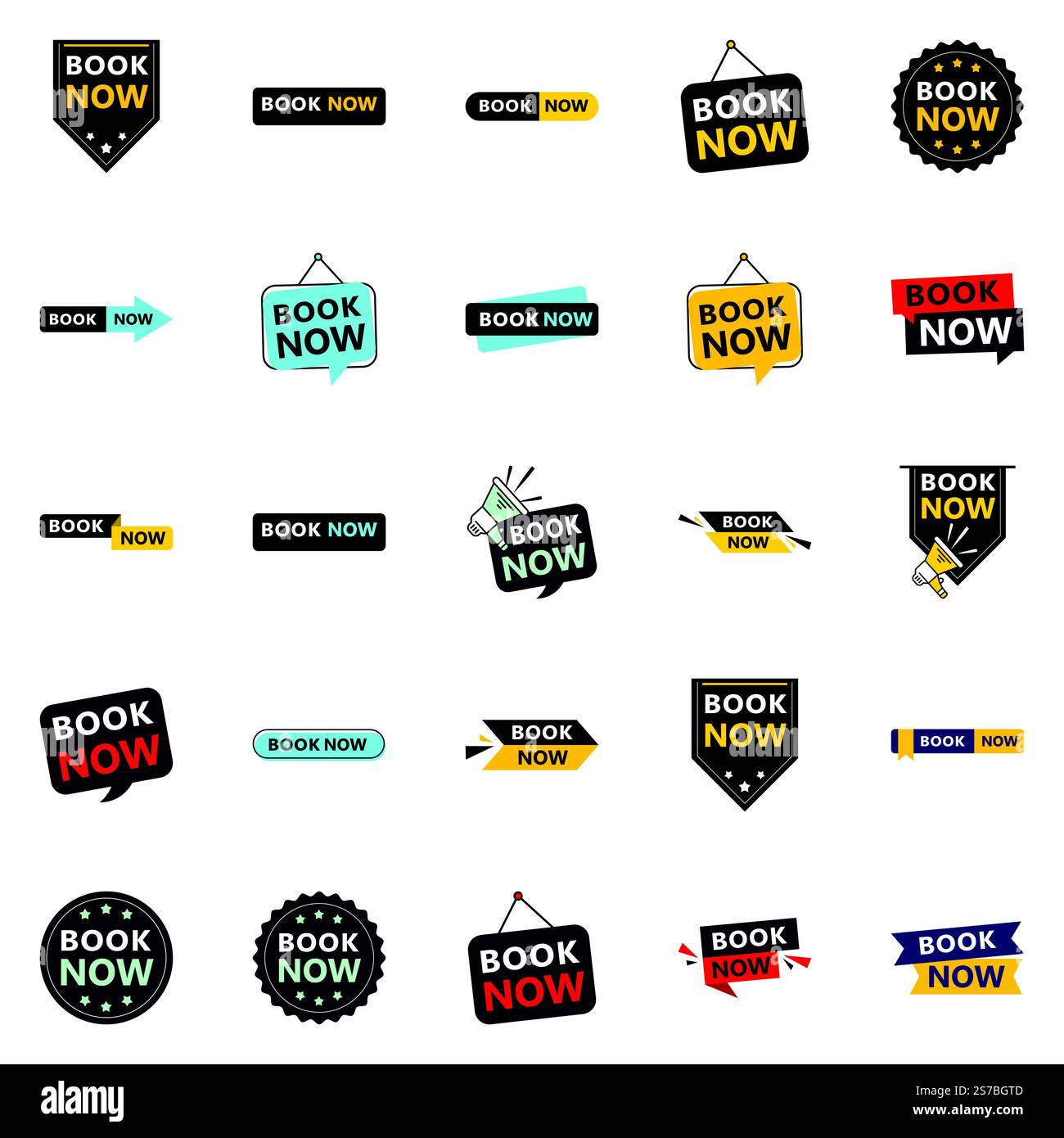 25 attraente Book Now Banners in una gamma di stili Illustrazione Vettoriale