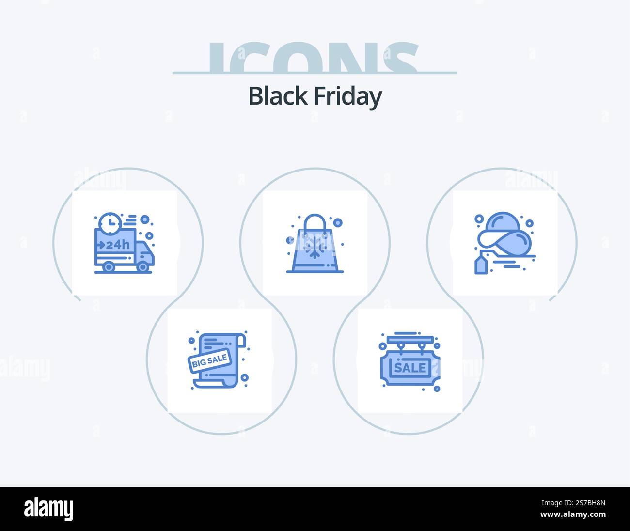Black Friday Blue Icon Pack 5 Icon Design. stagioni. vendita. negozio. borsa. spedizione Illustrazione Vettoriale