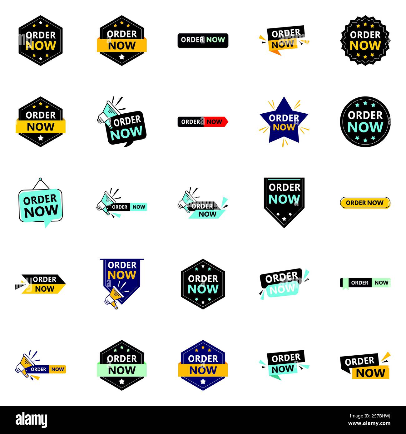 Promuovi i tuoi prodotti o servizi con stile con i nostri banner Pack of 25 Order Now Illustrazione Vettoriale