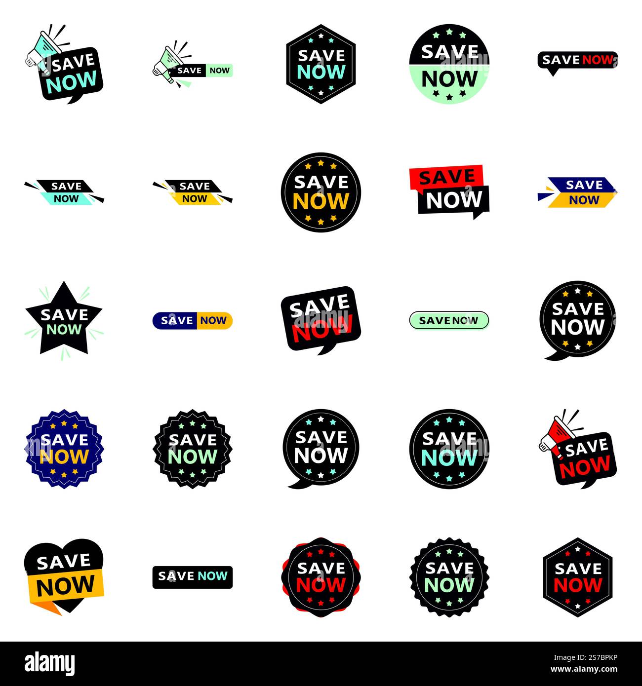 25 banner tipografici versatili per promuovere il risparmio in diversi contesti Illustrazione Vettoriale