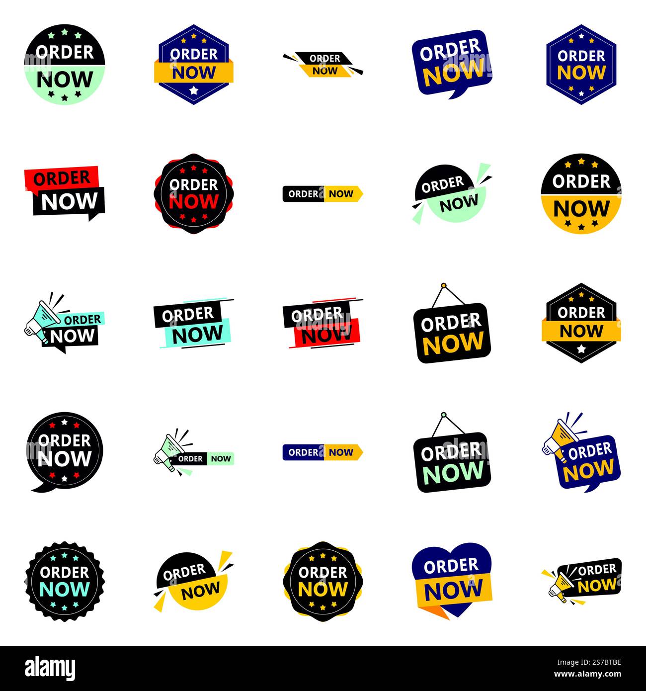 Promuovi i tuoi prodotti o servizi con stile con i nostri banner Pack of 25 Order Now Illustrazione Vettoriale