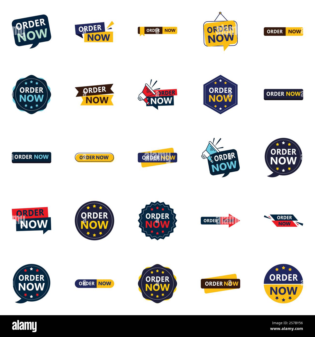 Promuovi i tuoi prodotti o servizi con stile con i nostri banner Pack of 25 Order Now Illustrazione Vettoriale