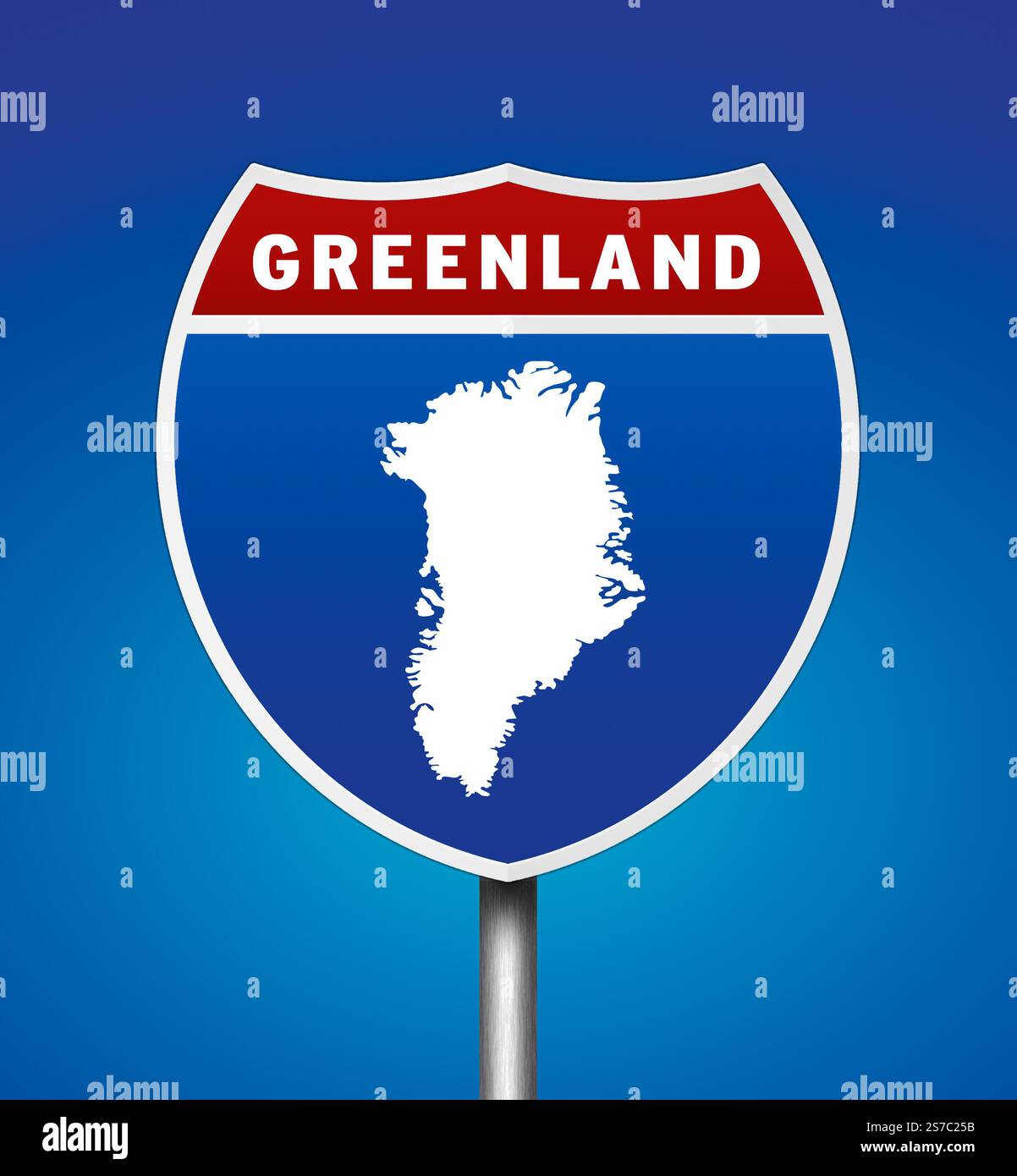 Cartina della Groenlandia sul cartello stradale Foto Stock