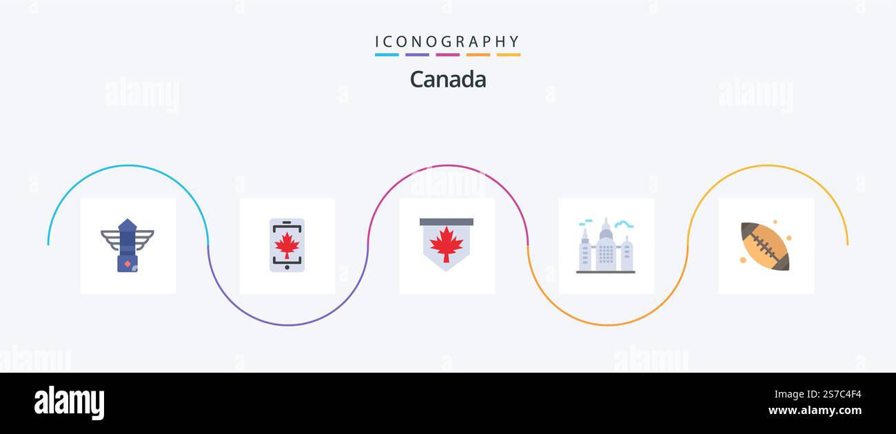 Pacchetto icone Canada Flat 5 con palla base. canada. tag. canada. edificio Illustrazione Vettoriale