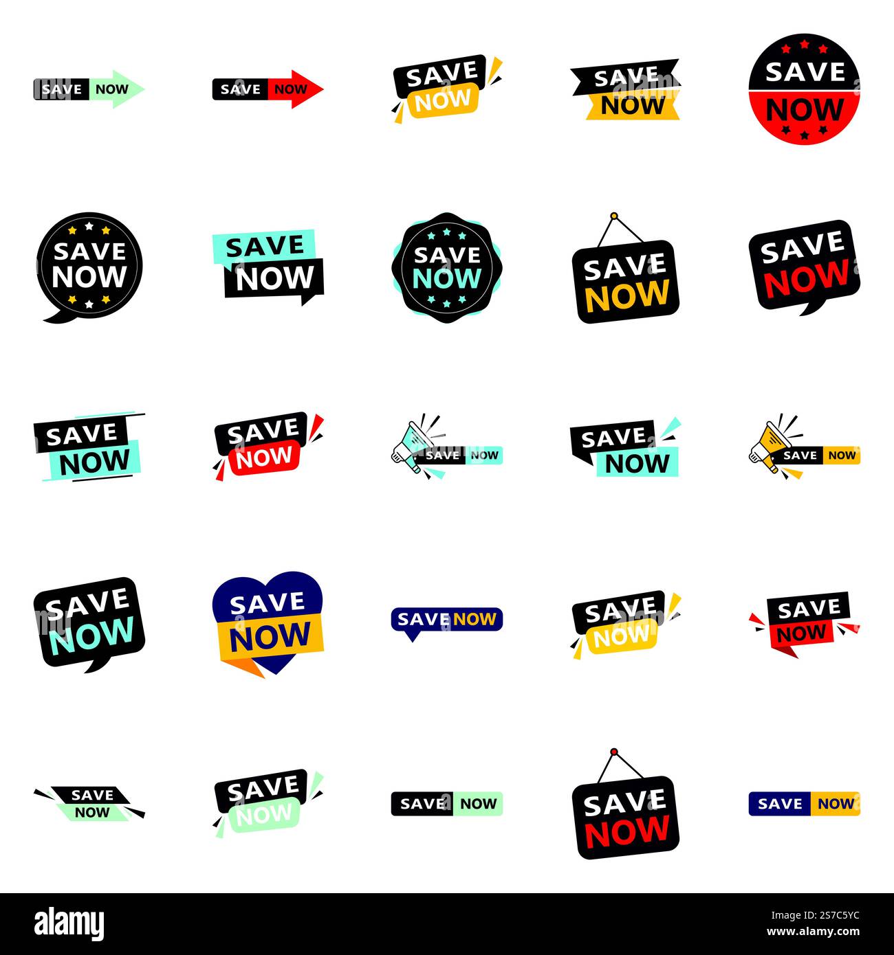 25 disegni tipografici di alta qualità per una promozione professionale risparmio Risparmia ora Illustrazione Vettoriale