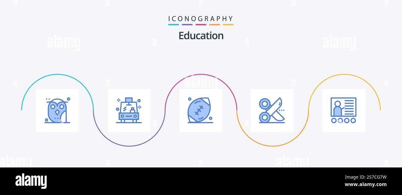 Pacchetto icone Education Blue 5 con forbice. taglio. scuola. taglia. gioco Illustrazione Vettoriale Pacchetto icone Education Blue 5 con forbice. taglio. scuola. taglia. gioco Illustrazione Vettoriale