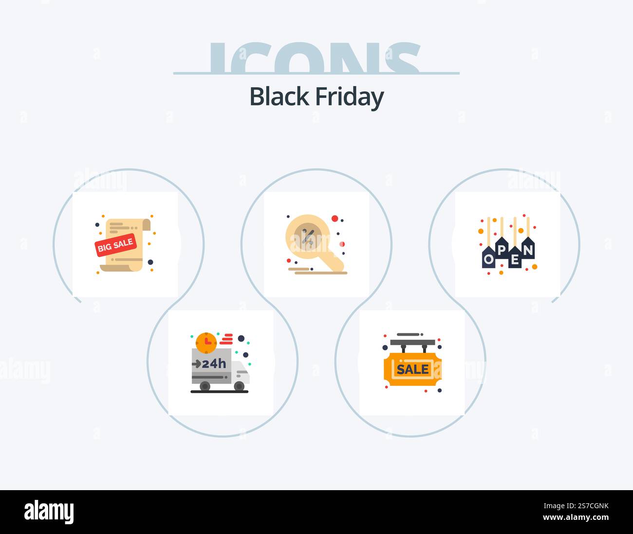 Black Friday Flat Icon Pack 5 Icon Design. ricerca. trova. vendita scheda. sconto. pubblicità di vendita Illustrazione Vettoriale