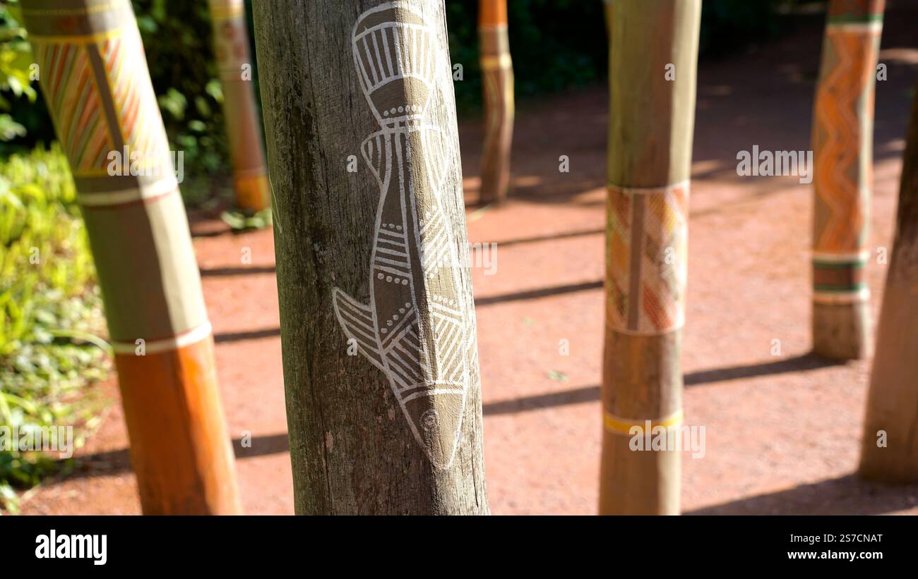 Il pesce nell'arte aborigena Foto Stock