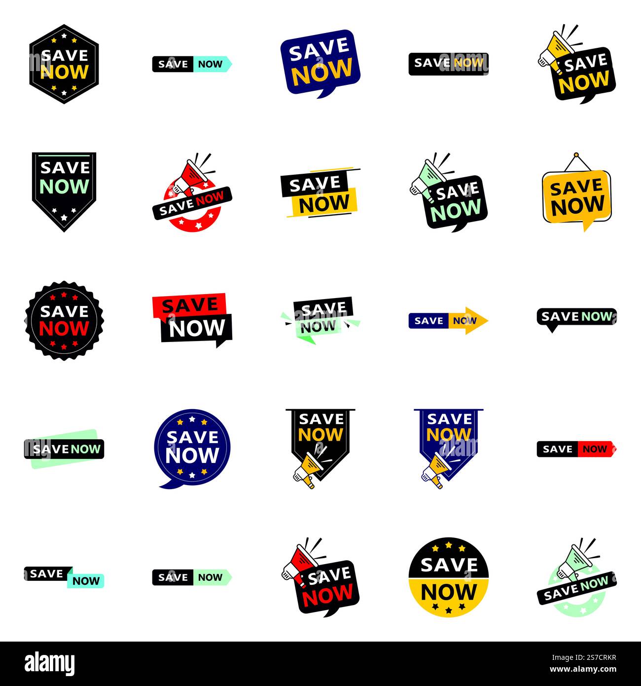 25 banner tipografici versatili per promuovere il risparmio su più piattaforme Illustrazione Vettoriale