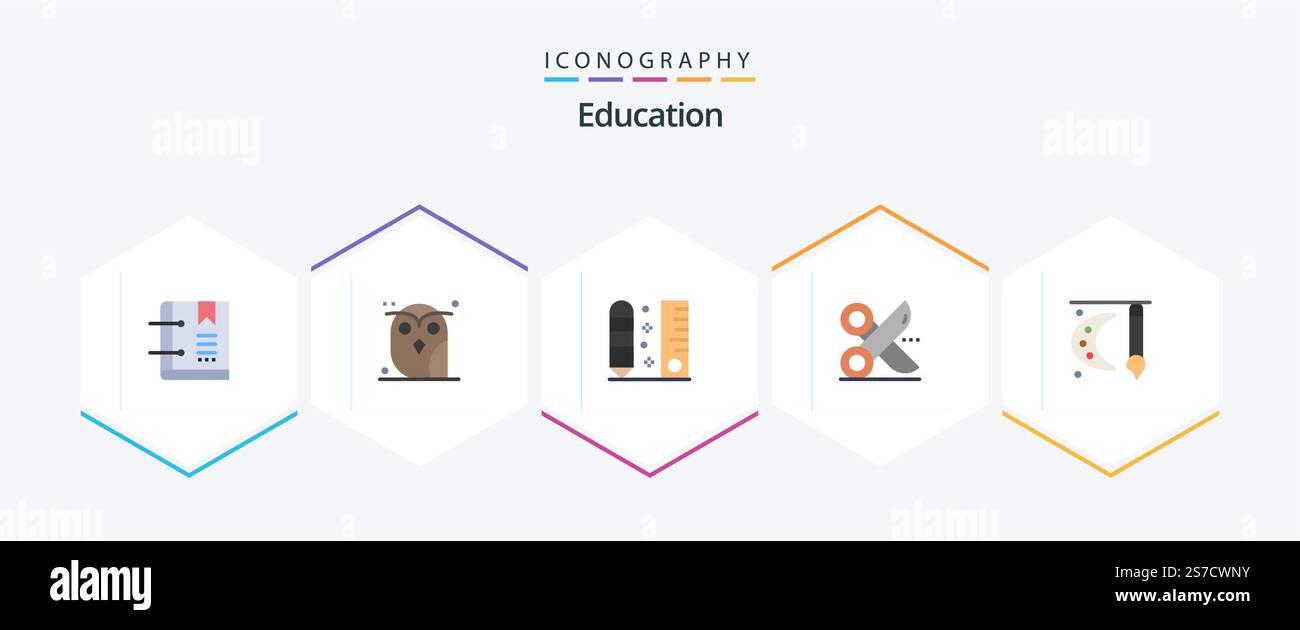 Education 25 pacchetto icona piatta con carta inclusa. taglia. gufo. scala. matita Illustrazione Vettoriale Education 25 pacchetto icona piatta con carta inclusa. taglia. gufo. scala. matita Illustrazione Vettoriale